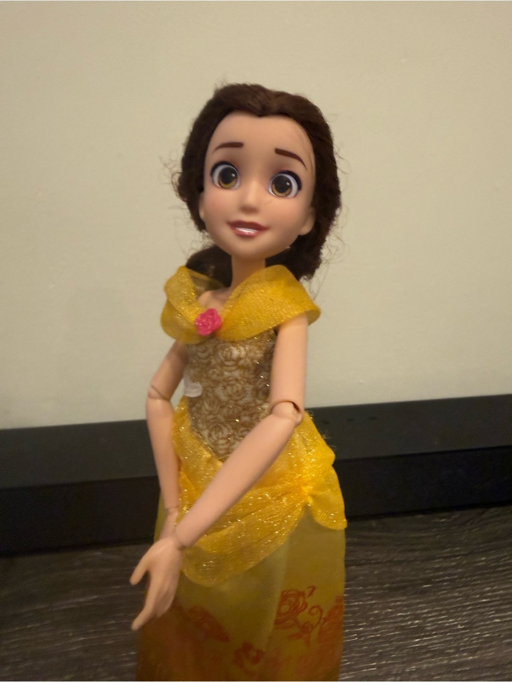 Disney Beauty and the Beast Princess Belle in gold yellow gown articulated limbs